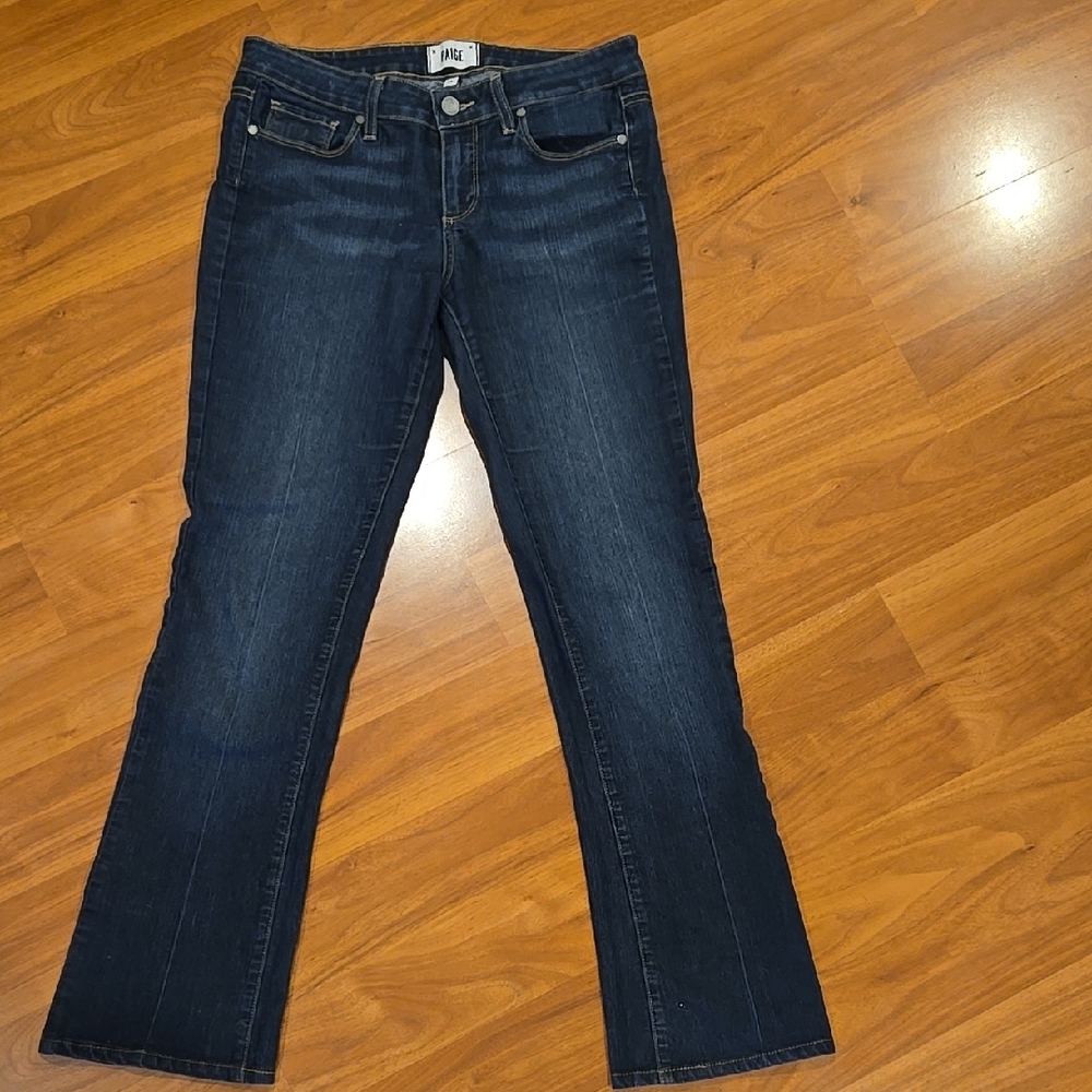 PAIGE Dark Blue Flare Jeans Size 28 Style Manhattan